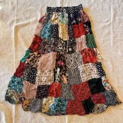 Just Cruises パッチワーク フレアスカート ロングスカート オシャレ