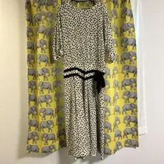 水玉模様 半袖ロングワンピース