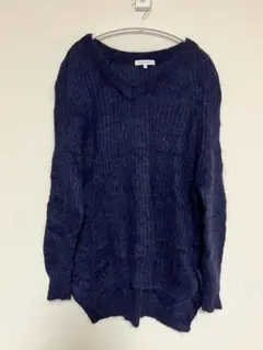 GLOBAL WORK ネイビー Vネックニット Lサイズ