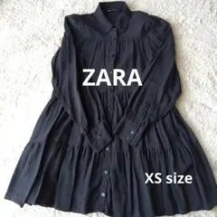 ZARA 黒 長袖 チュニック XS シャツワンピース　ブラウス