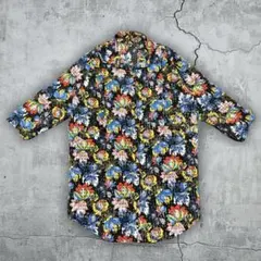 00s シアーシャツ 花柄 2way 変形 Y2K サイケ 派手 透け感