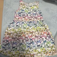 H&M 蝶柄 ノースリーブワンピース 3/4T