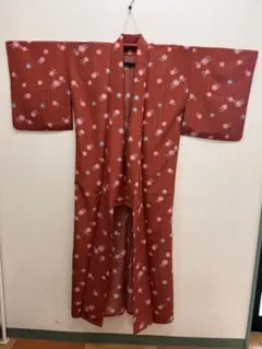 花柄小紋 着物 赤色