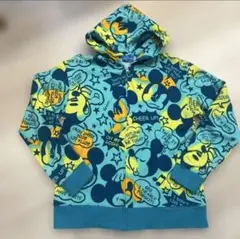 【美品】Lサイズ東京ディズニーリゾート ミッキーマウス 総柄ジップアップパーカー