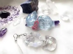 天然石IN御守りにゃんこ・にゃんこ付き天然石ストラップ【３】