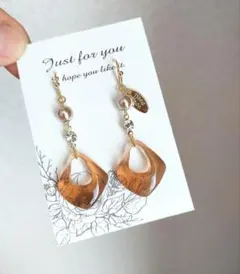 《 SALE 》ブラウンカラーのシンプルレジンピアス