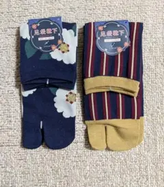 【新品未使用】足袋ソックス 2足セット ストライプ 白椿