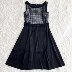 【美品】ANAYI　ワンピース　ニットツイード　ラメ　フォーマル　黒　36
