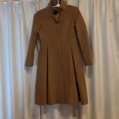 RUIRUE　ブラウン ロングコート ウエスト切替 バックリボン