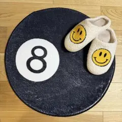 8ボール ラグ 丸いラグ クール アメリカン オシャレ ブラック 黒 60cm