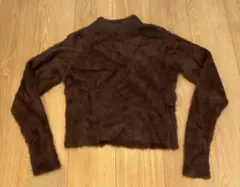 LOWRYS FARM ブラウン　ファー　ロングスリーブ　長袖ニット