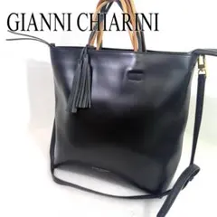 美品　ジャンニキャリーニ ハンドバッグ　黒　2way レザー ショルダーバッグ