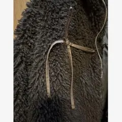 NICE CLAUP サイドラインリボン ボアブルゾン 黒 付属リボン1つのみ