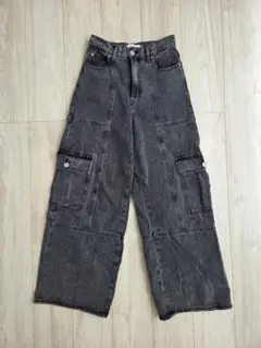 AZUL by MOUSSY ハイウエスト デニム ワイドパンツ ブラック Mのサムネイル