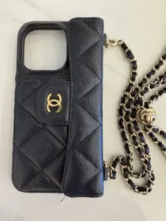 CHANEL iPhone15pro ケース ブラック