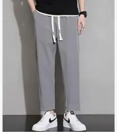 ズボン メンズ 夏服 カジュアル9分丈 スウェットパンツgrey 4XL