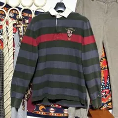 USA古着 TOMMY HILFIGER ラガーシャツ ボーダー ネイビー M