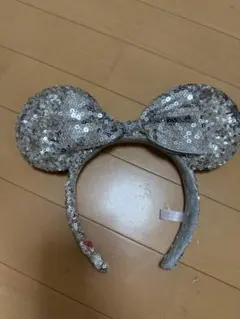 シルバー スパンコール ミニー耳カチューシャ