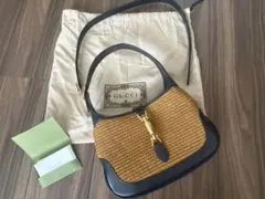 新品未使用希少GUCCI ジャッキー ショルダーバッグ ストロー レザーのサムネイル