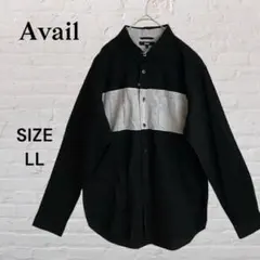 【新品】　Avail アベイル　長袖シャツ バイカラー黒/白　大きめ　綿　LLのサムネイル