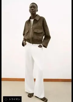 ZARA フェイクスエードジャケット ブラウン