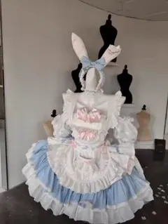 バニーガール メイド服 コスプレ セットアップ ライトブルー malymoon