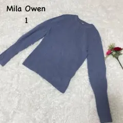 ミラオーウェン【F】長袖 リブ編みニット　羊ウール　　カジュアル　コットン