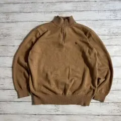 m*a様 ポロラルフローレン ハーフジップ セーター コットンニット 茶 XLT
