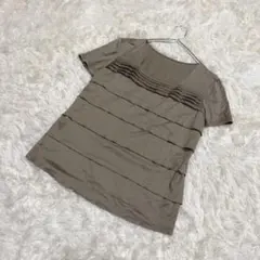 PINORE デザインカットソー 半袖 ブラウン M きれいめ 可愛いのサムネイル