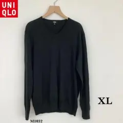 UNIQLO『ユニクロ』ウール100% Vネック セーター【XL】ダークグリーン
