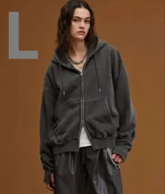 soerte ヘビーウェイトダブルジップフーディー チャコールグレー　3