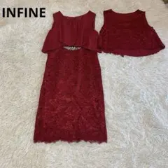 美品 INFINEアンフィニ 2wayレースワンピース ドレス レッド