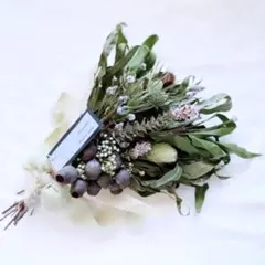 灯台守の植物園 ～碧海に眠る森～ ドライフラワー スワッグ ブーケ【order】 灯台守の植物園 ～碧海に眠る森～ ドライフラワー スワッグ ブーケ