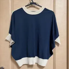 バイカラー 半袖ニット トップスのサムネイル