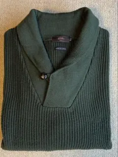 【美品】ダークグリーン ボタン付きVネックニット