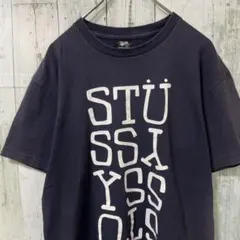 OLD stussy オールド ステューシー Tシャツ Mネイビー 逆さ文字 - メルカリ