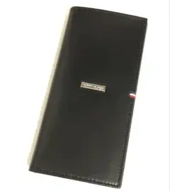 550xN9レ美品トミーヒルフィガー かぶせ二つ折りスリムウォレット 黒