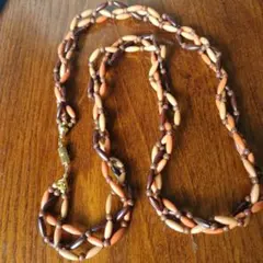 ビーズネックレス オレンジ 茶色 約70cm