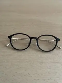 【美品】Zoff メガネフレーム 黒縁×メタル レンズなし ソフトケース付き