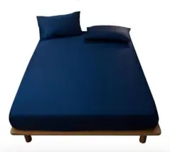 ボックスシーツ シングル・100×200cm ネイビー　厚さ5 cm～30 cm