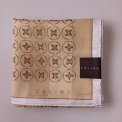【未使用・シール付き】CELINE　マカダムが柄ハンカチ　 ベージュ