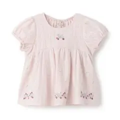 新品・激安！petit main いちご刺しゅう パフチュニック ピンク 110