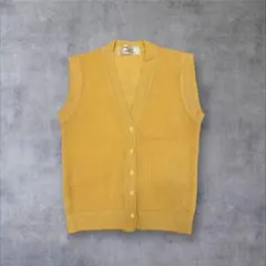 ノースリーブ ニットベスト Vネック 昭和レトロ 春コーデ 古着 イエロー M