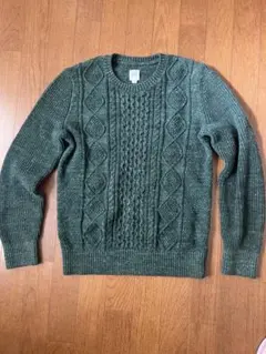 GAP ダークグリーン ケーブルニットセーター XS