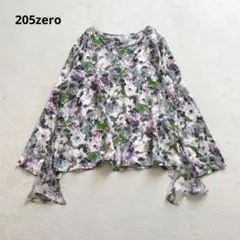 205zero 花柄シアー長袖ブラウス バックデザイン　総柄 体型カバー 洗えるのサムネイル