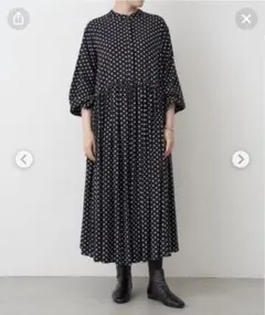 BEARDSLEY ドットギャザーボリューム袖ワンピース 0サイズ　2025新品 BEARDSLEY ビアズリー ドットギャザーボリューム袖ワンピース