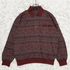 古着　MERCURY CLUB【M】ニット セーター　ポロシャツ　古着　総柄