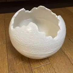陶器製球形　花瓶　ホワイト