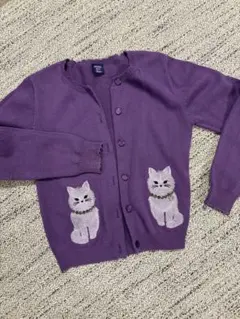 アナスイミニ猫刺繍 パープル カーディガン