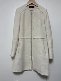 ZARA ツイード ノーカラーコート